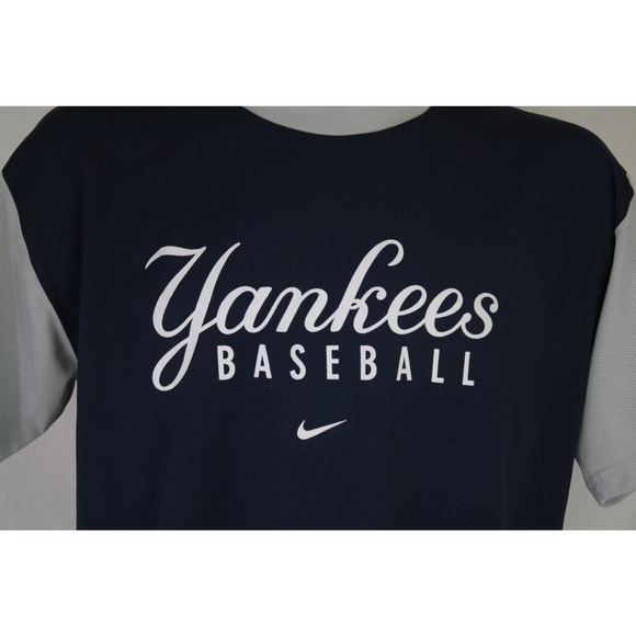 Vintage New York Yankees Nike Script Spell Out Blue Jersey Shirt Mens L - Picture 2 of 4